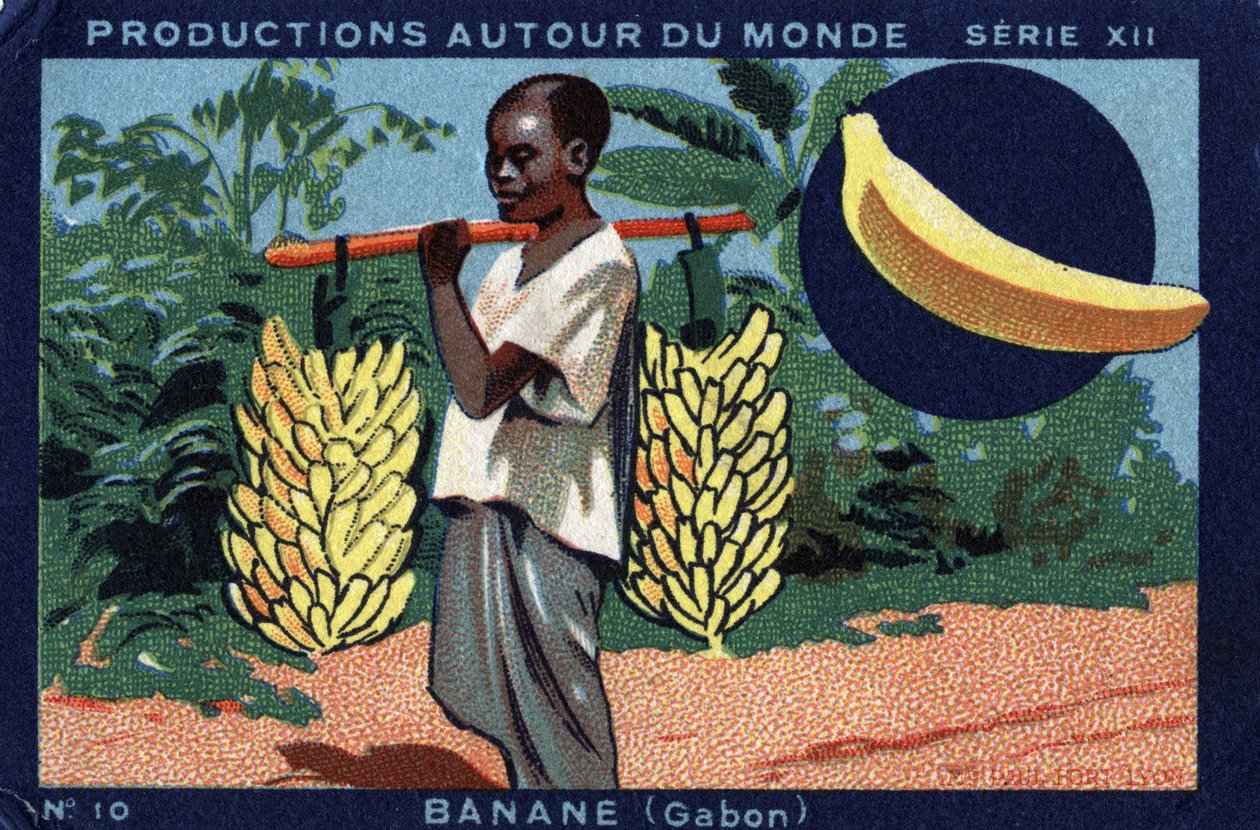 Producciones alrededor del mundo: Plátano en Gabón. Cromolitografía de 1933 en “Joseph-Milliat Album” de Anonymous Anonymous