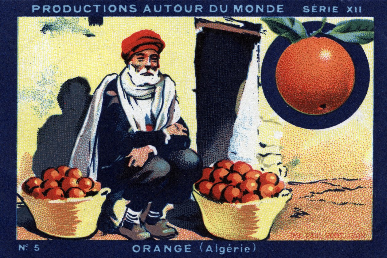 Producciones alrededor del mundo: Naranja en Argelia. Cromolitografía de 1933 en “Joseph-Milliat Album” de Anonymous Anonymous