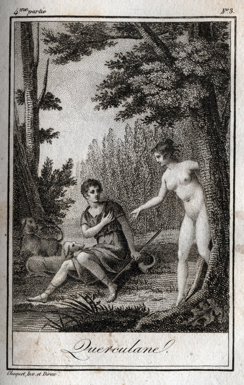 QUERCULANES, ninfas, protectoras de canales. Grabado de 1819 en "Lettres a Emilie sur la mythologie" por Charles Albert Demoustier (1760-1801). Colección privada. de Anonymous Anonymous