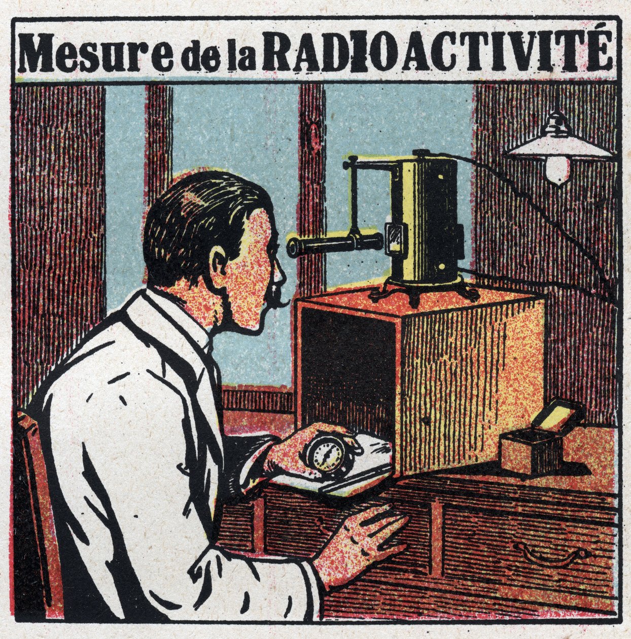 Radio: medición de la radiactividad. Ilustración anónima de 1925. Colección privada. de Anonymous Anonymous