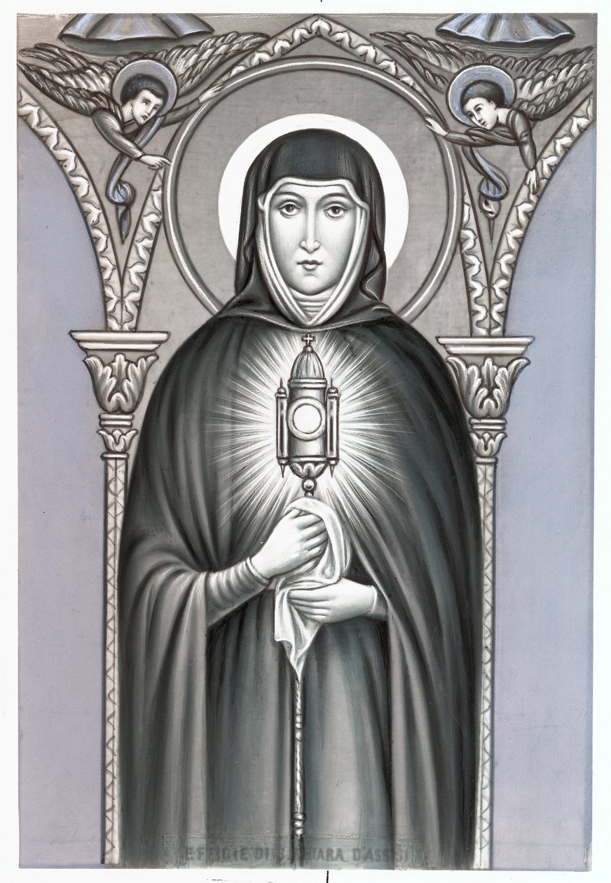 Representación de Santa Clara (Chiara) de Asís (c.1192-1253), fundadora de la orden religiosa de las Clarisas. Imagen piadosa. Principios del siglo XX colección privada de Anonymous Anonymous