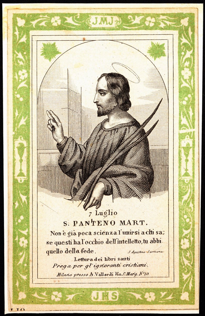 Representación de San Panteno de Alejandría Imagen piadosa. Postal. Principios del siglo XX. Colección privada de Anonymous Anonymous