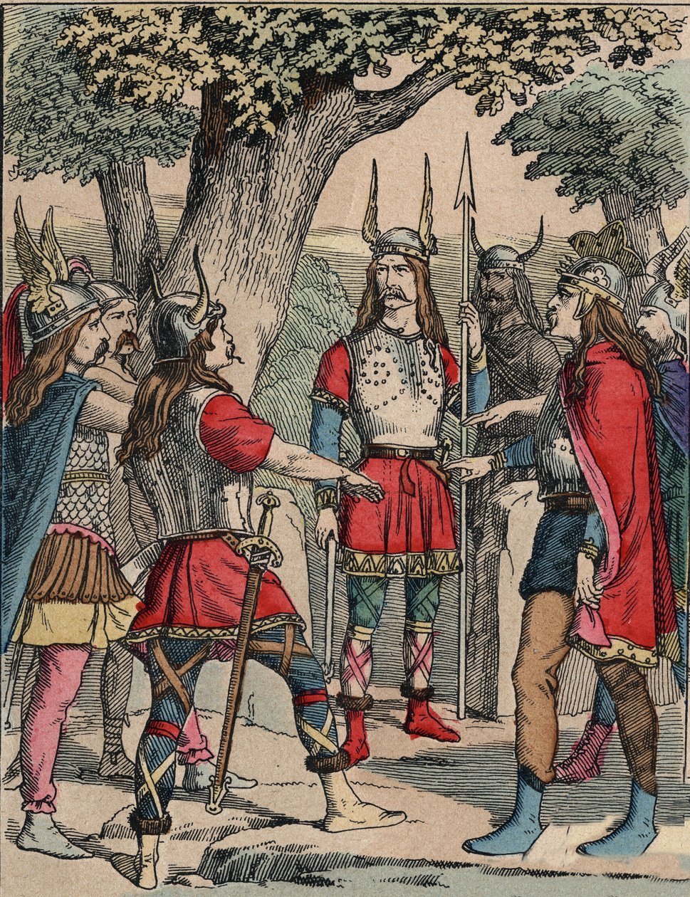 Representación de Vercingetorix (ca. 80-c. 46 a.C.) guerrero y líder galo de la tribu de los Arvernos elegido por su pueblo para liderar la guerra contra los romanos. de Anonymous Anonymous
