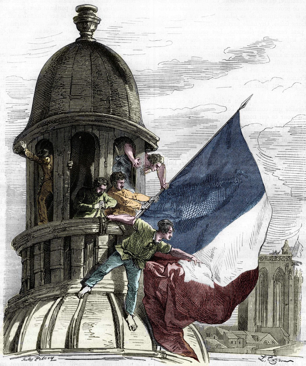 Revolución de 1830: la bandera tricolor en el ayuntamiento. de Anonymous Anonymous