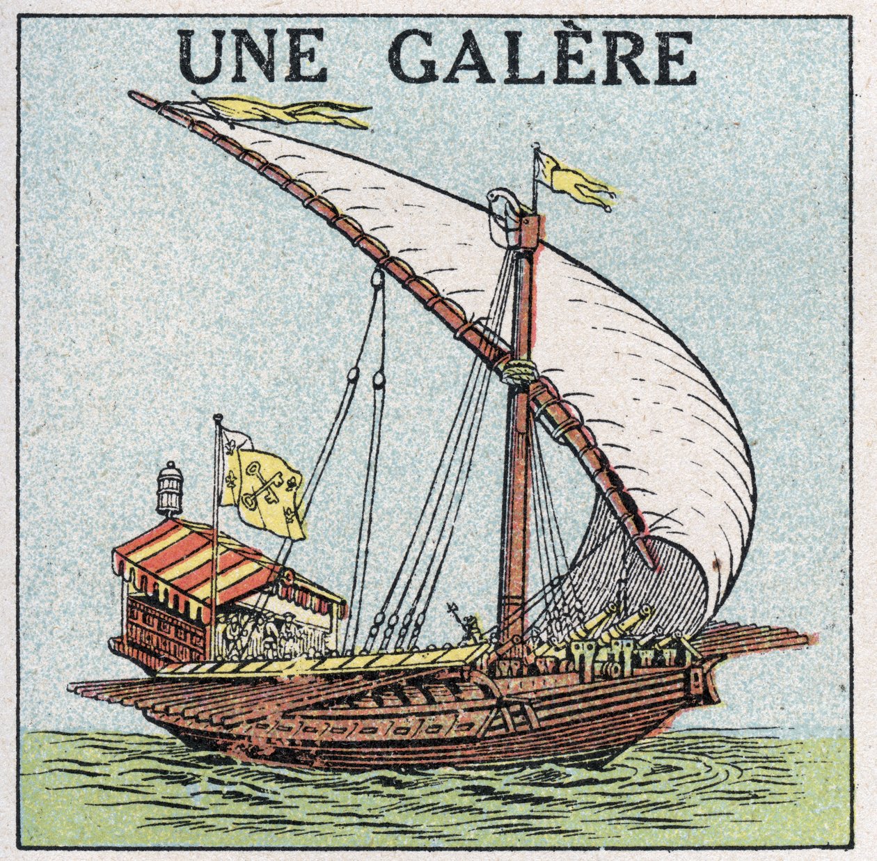 Barcos y naves: una galera. Ilustración anónima de 1925. Colección privada. de Anonymous Anonymous