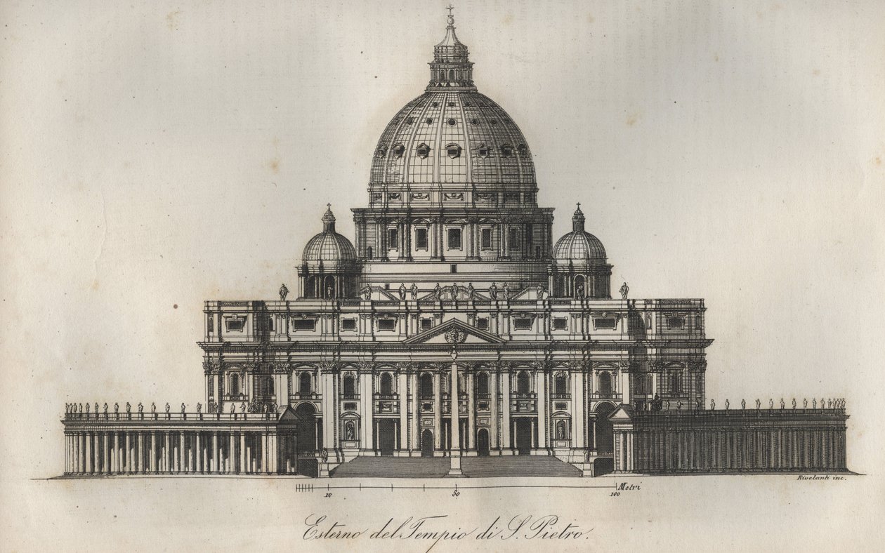 Basílica de San Pedro en Roma - grabado de 
