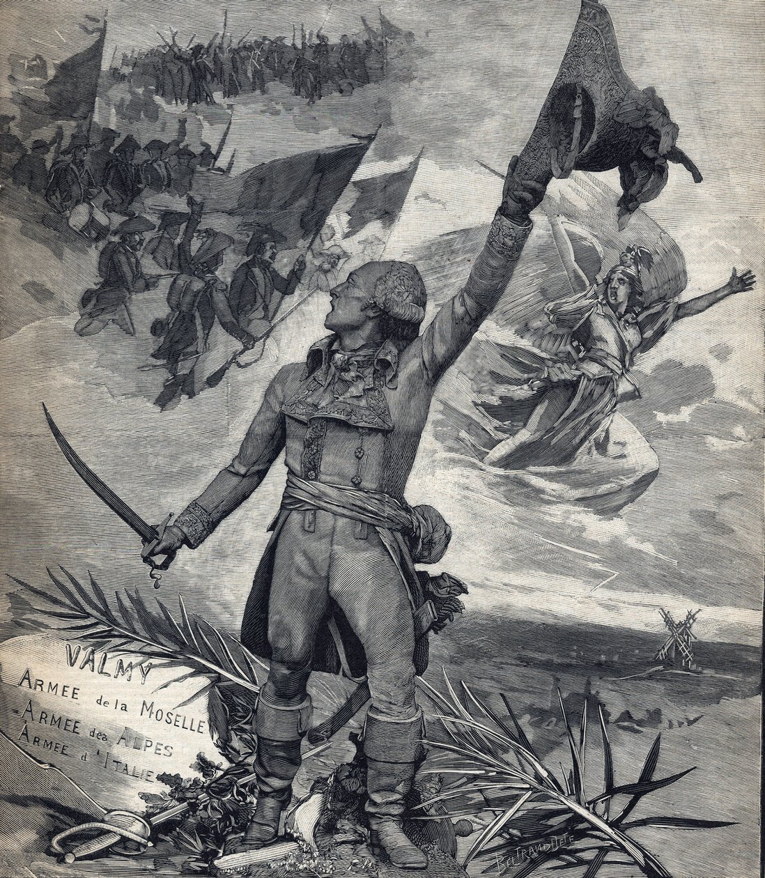 Estatua del General François Christophe Kellerman (1735-1820) general francés, vencedor de la Batalla de Valmy (20 de septiembre de 1792): "¡Viva la nación!". Grabado en "Le petit parisien" el 14/09/1892. Colección privada de Anonymous Anonymous