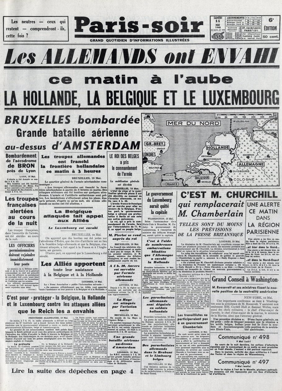 La Batalla de Bélgica o Campaña Belga - campaña de 18 días - invasión de Bélgica por tropas alemanas durante la Segunda Guerra Mundial - PARIS EVIOR del 11/05/1940 - LOS ALEMANES INVADEN HOLANDA - BÉLGICA Y LUXEMBURGO de Anonymous Anonymous