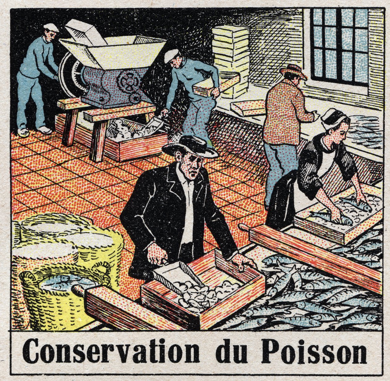 La industria del frío: conservación de pescado en hielo. Ilustración anónima de 1925. Colección privada. de Anonymous Anonymous