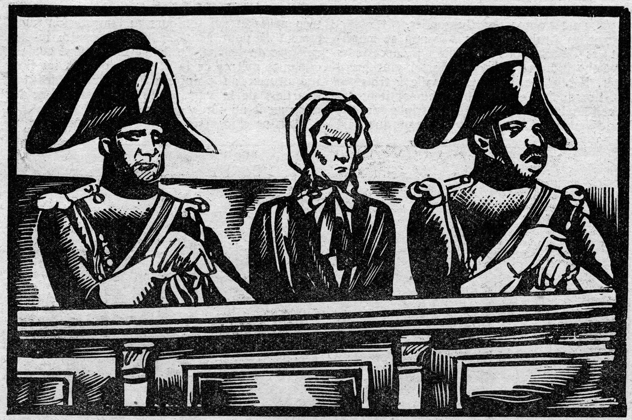 El caso Henriette Cornier, representada en el estrado en su juicio por el asesinato de un bebé, cerca de sus empleadores en noviembre de 1825. Ilustración tomada de “Le petit journal illustre” 1931 de Anonymous Anonymous