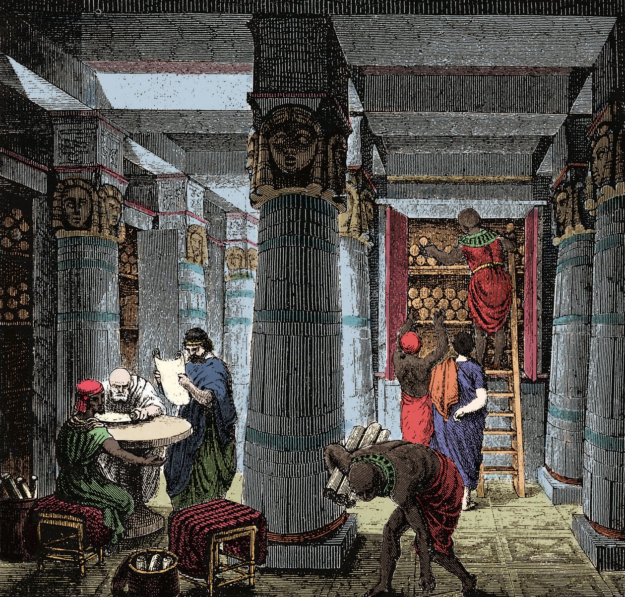 La Biblioteca de Alejandría - Vista del interior de la Biblioteca de Alejandría en Egipto de Anonymous Anonymous
