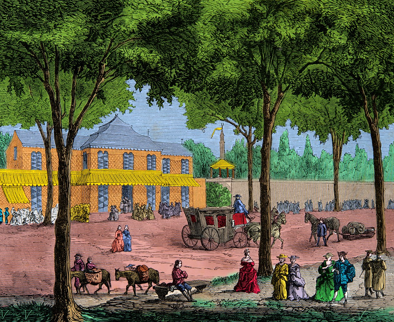 El café turco en el Boulevard du Temple en París en 1780, Grabado, Colección privada de Anonymous Anonymous