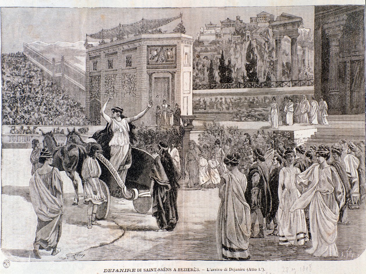 La llegada de Deianira, de la obra Dejanira por Camille Saint-Saens, representada en la arena de Béziers en 1898 de Anonymous Anonymous