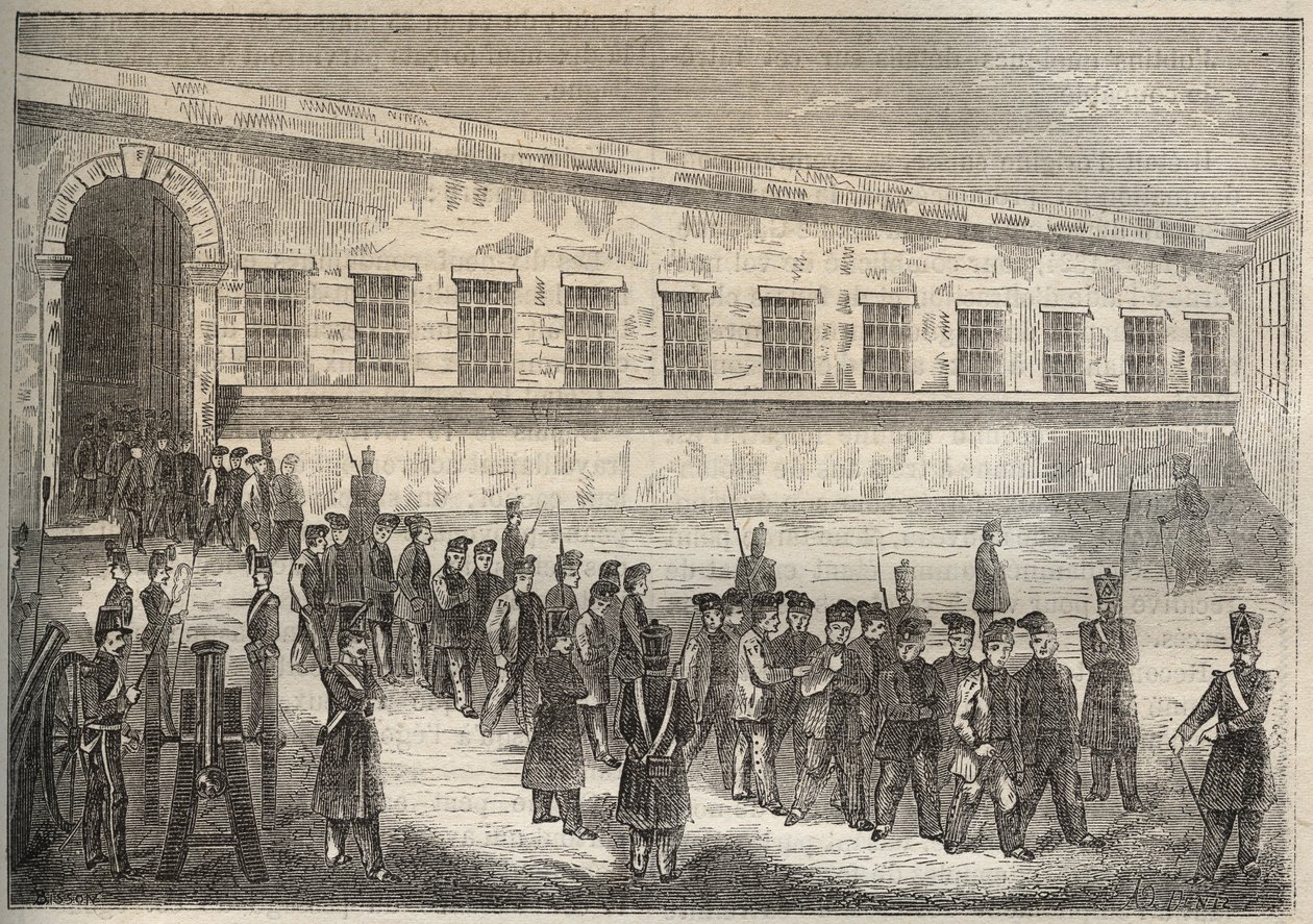 El bagne de Rochefort en el siglo XIX. Grabado en “Histoire des bagnes depuis leur création à nos jours” (1877) de Pierre Zaccone (1817-1895). Colección privada. de Anonymous Anonymous