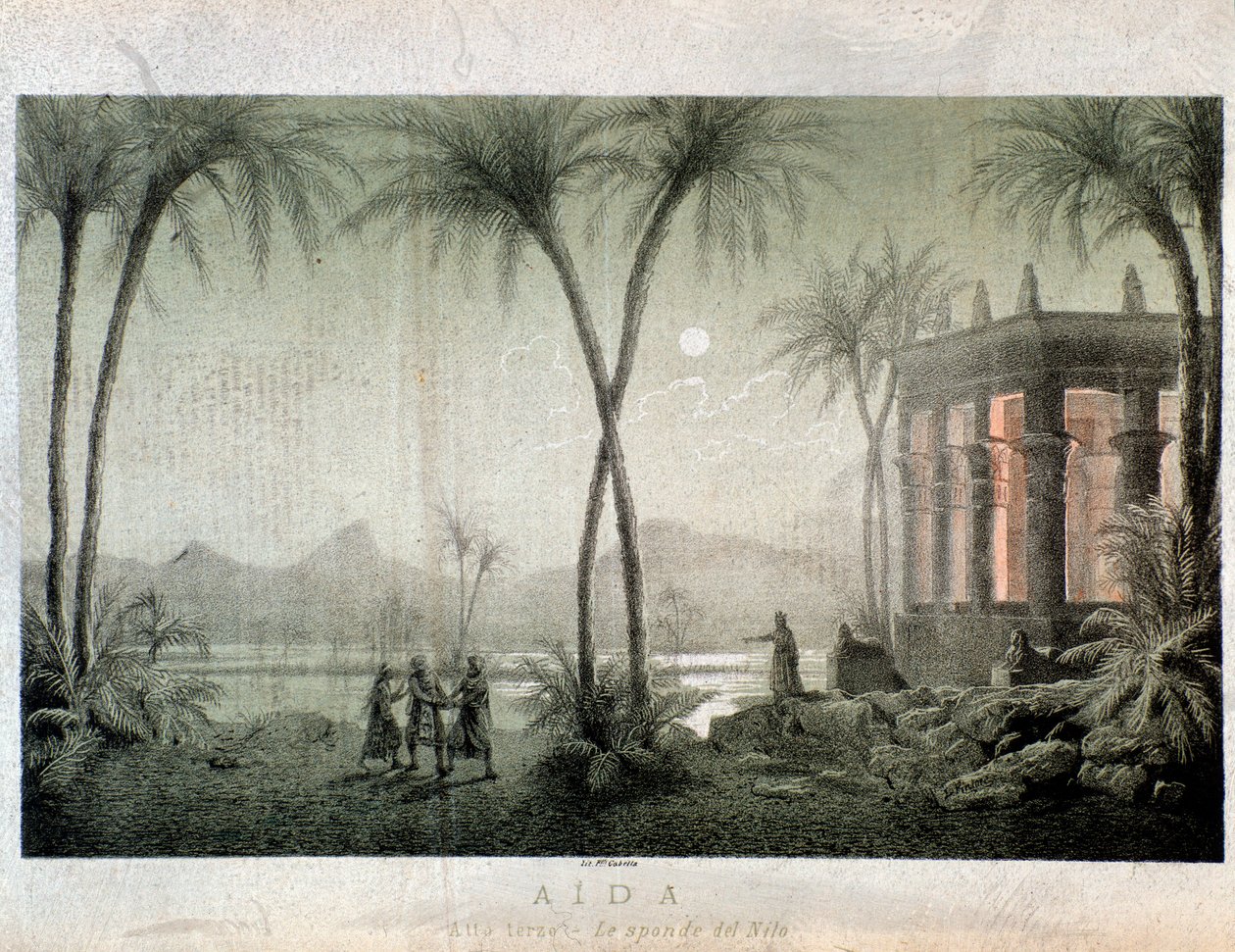 Las orillas del Nilo. Ilustración para el acto III de Aida, ópera de Giuseppe Verdi de Anonymous Anonymous