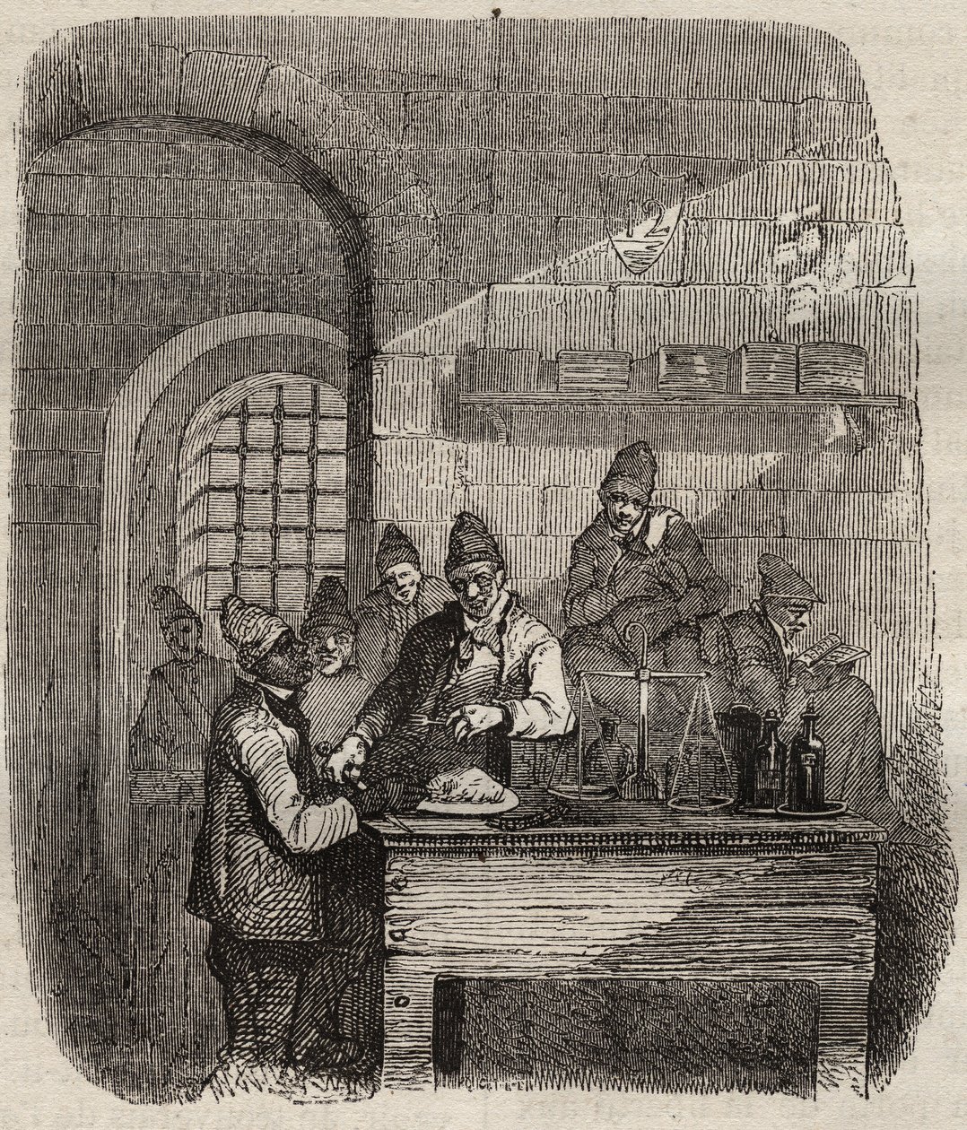 La cantina del bagne de Brest en el siglo XIX. Grabado en “Histoire des bagnes depuis leur creación à nos jours” (1877) por Pierre Zaccone (1817-1895). Colección privada. de Anonymous Anonymous