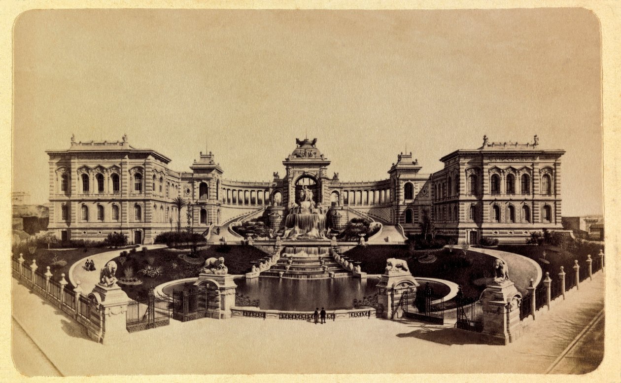 La ciudad de Marsella y sus alrededores alrededor de 1885-1890: El Palacio Longchamp (Museo de Bellas Artes) de Anonymous Anonymous