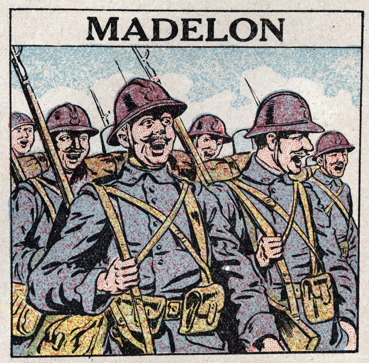 Los efectos de la música: la canción francesa “La Madelon” da coraje a los militares. Ilustración anónima de 1925. Colección privada. de Anonymous Anonymous