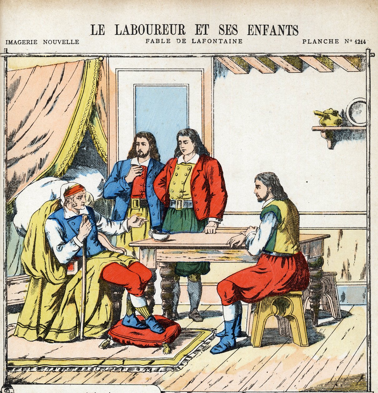 El labrador y sus hijos. Ilustración anónima para Las Fábulas de Jean de La Fontaine (1621-1695). Imaginación de Pont-a-Mousson, circa 1880. Colección privada. de Anonymous Anonymous