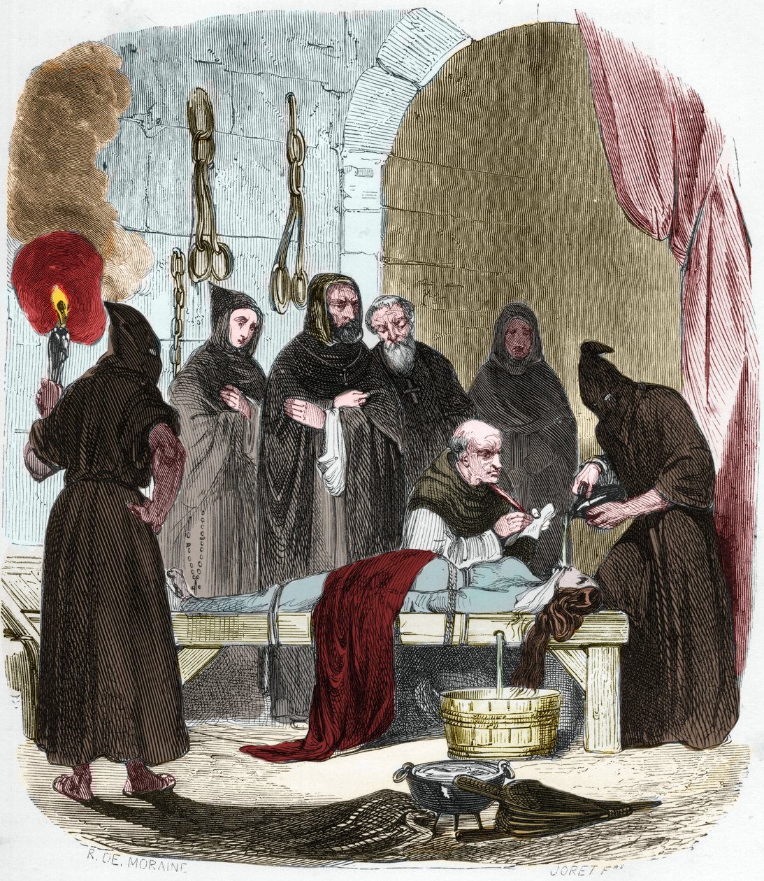 La cuestión del agua: Pedro de Arbues (1441/1442 - 1485) interroga bajo tortura a una joven que supuestamente indujo a su hermana a convertirse al luteranismo. de Anonymous Anonymous