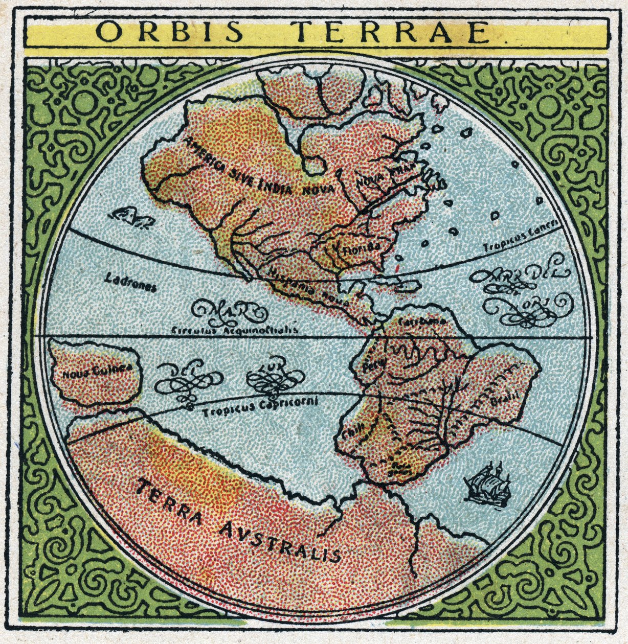 Tiempo: orbis terrae. El globo con Ecuador y los trópicos. Ilustración anónima de 1925. Colección privada. de Anonymous Anonymous