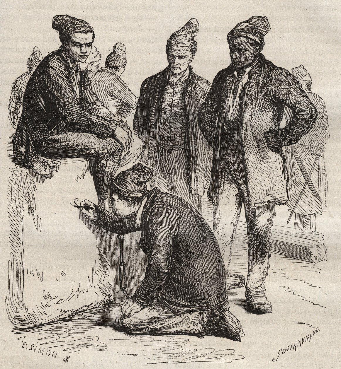 Tipos de galerías del bagne de Brest en el siglo XIX. Grabado en "Histoire des bagnes depuis leur création à nos jours" (1877) por Pierre Zaccone (1817-1895). Colección privada de Anonymous Anonymous