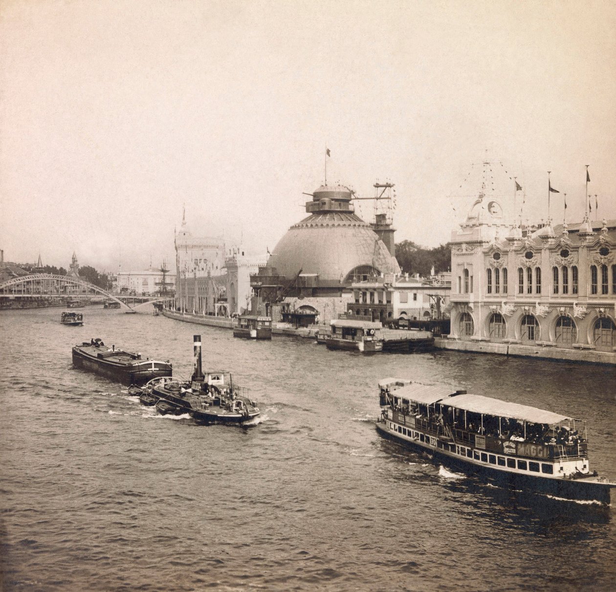 Exposición Universal de 1900 en París: Vista panorámica del Sena, margen izquierda - colección privada de Anonymous Anonymous
