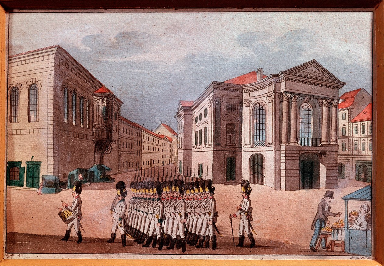 Vista del Teatro Nacional de Praga en la época de la ocupación austriaca de Anonymous Anonymous