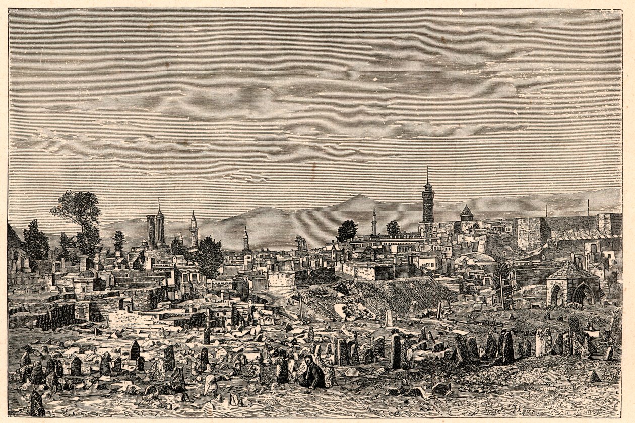 Vista de la ciudad de Erzurum (Erzeroum) en Armenia (ahora Turquía). Grabado en “Les Missions Catholiques au XIXeme Siecle” de Louis-Eugene Louvet. Colección privada. de Anonymous Anonymous