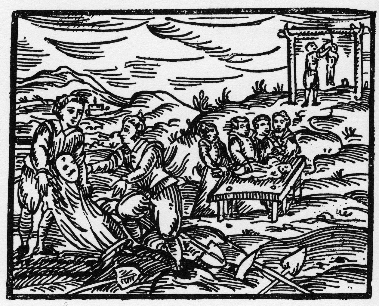 Brujas disuadiendo a los muertos en un cementerio - “Compendium Maleficarum”, trata sobre brujas, su maldad y sus sortilegios por Francesco Maria Guazzo (1608) - Colección privada de Anonymous Anonymous