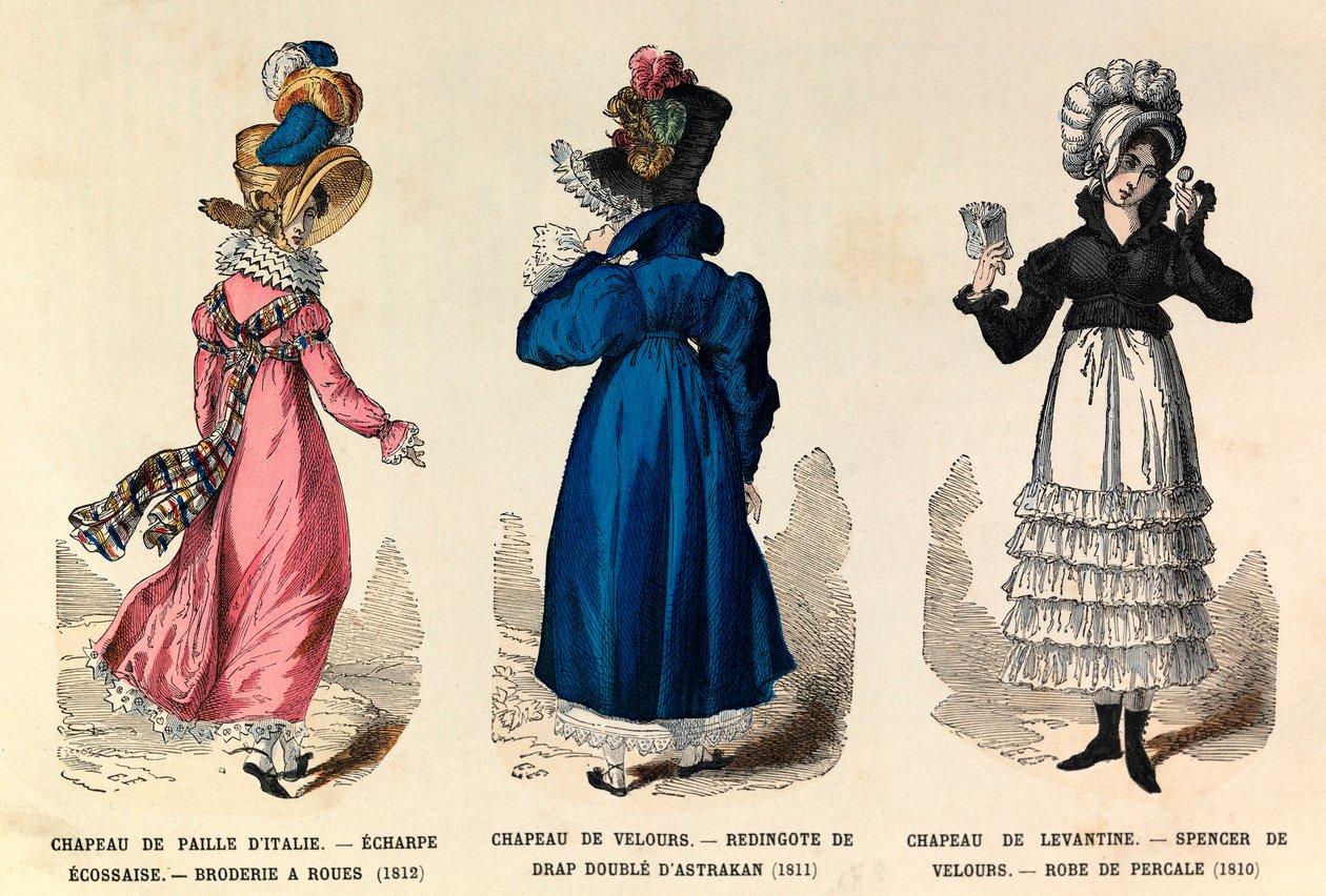 Trajes de mujeres entre 1810 y 1812 (reinado del emperador Napoleón I) - Colección privada de Anonymous Anonymous