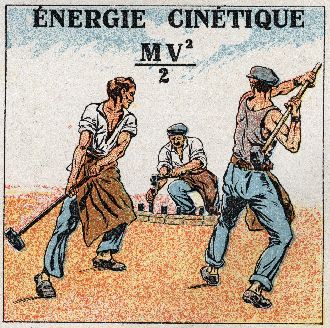 Trabajo y potencia: cálculo de la energía cinética. Ilustración anónima de 1925. Colección privada. de Anonymous Anonymous