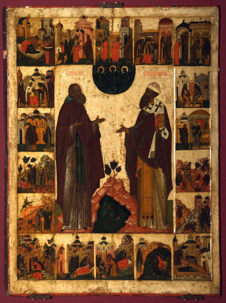 San Cirilo del Lago Blanco y San Cirilo de Alejandría de Anonymous Russian icon painter