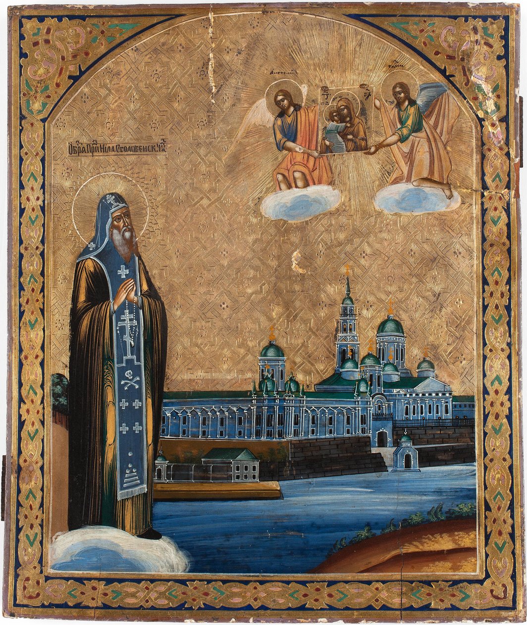 San Nilo del Lago Seliger, 1800s de Anonymous Russian icon painter