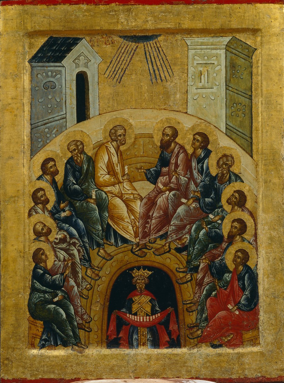 El descenso del Espíritu Santo, 1497 de Anonymous Russian icon painter