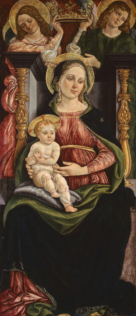 Virgen y Niño entronizados con dos ángeles sosteniendo una corona, 1505-1515 de Ansano Ciampanti