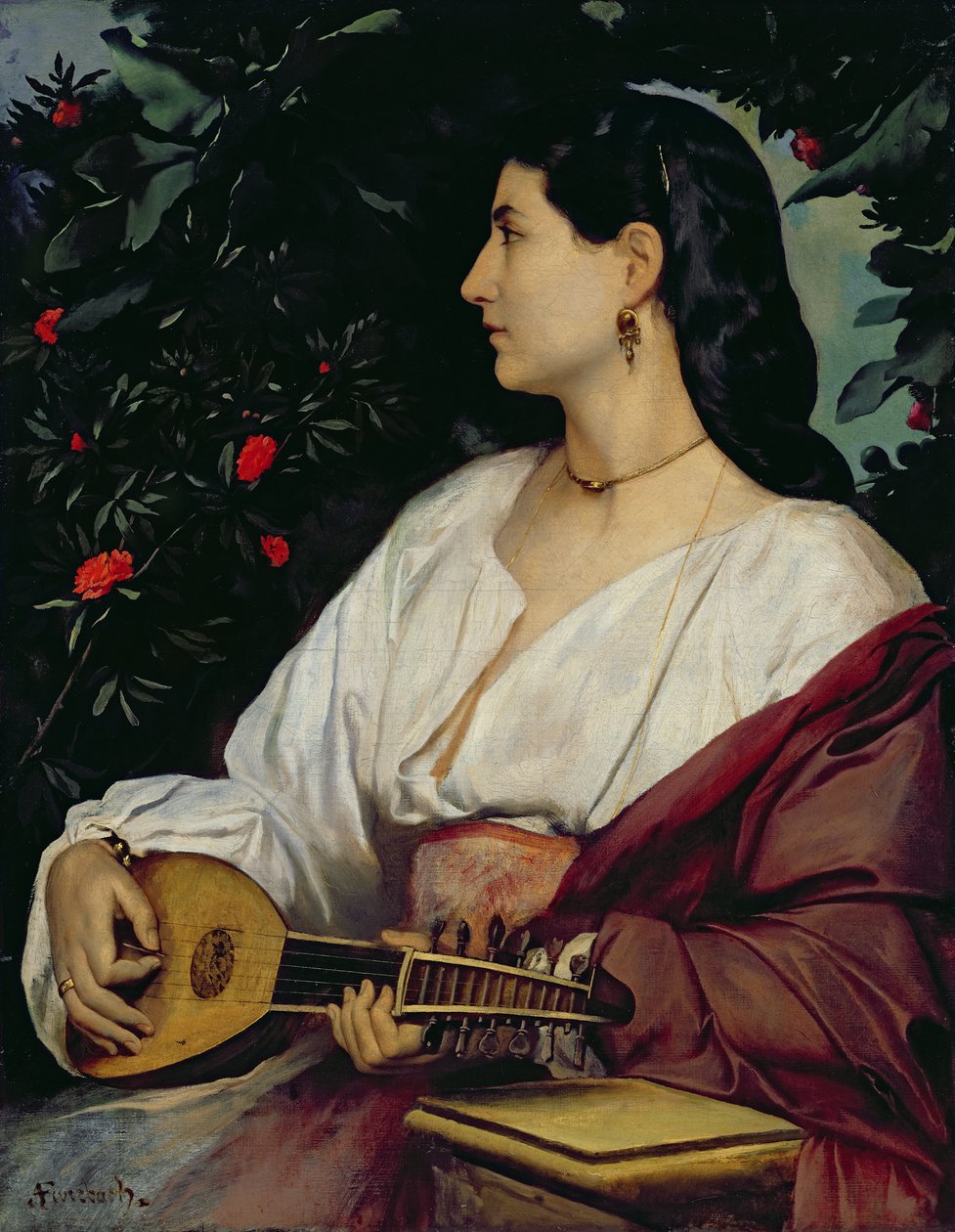 El jugador de mandolina, 1865 de Anselm Feuerbach