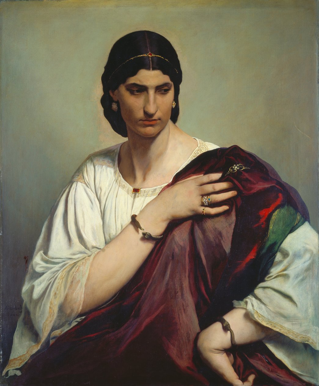 Retrato de Medio Cuerpo de una Mujer Romana de Anselm Feuerbach