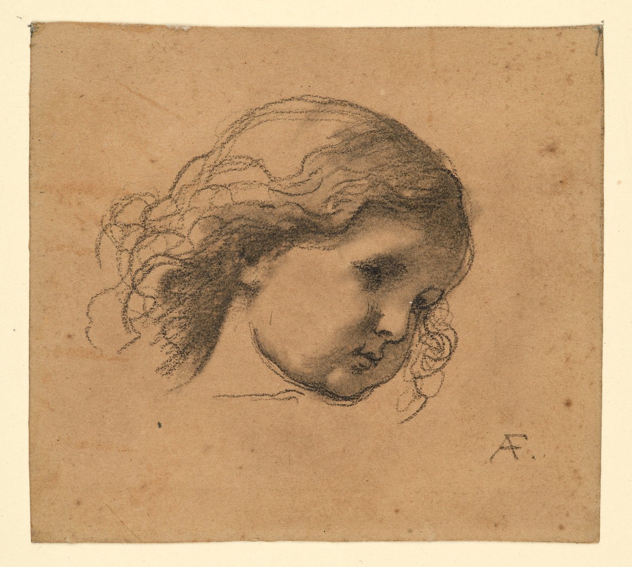 Cabeza rizada de un niño de Anselm Feuerbach