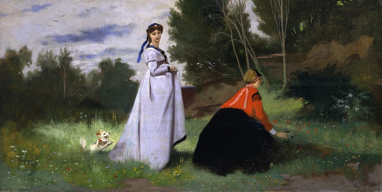 Dos damas en un paisaje, 1867 de Anselm Feuerbach