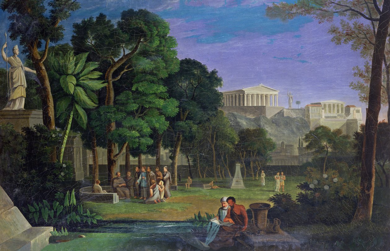 El Jardín de los Filósofos, Atenas, 1834 de Antal Strohmayer