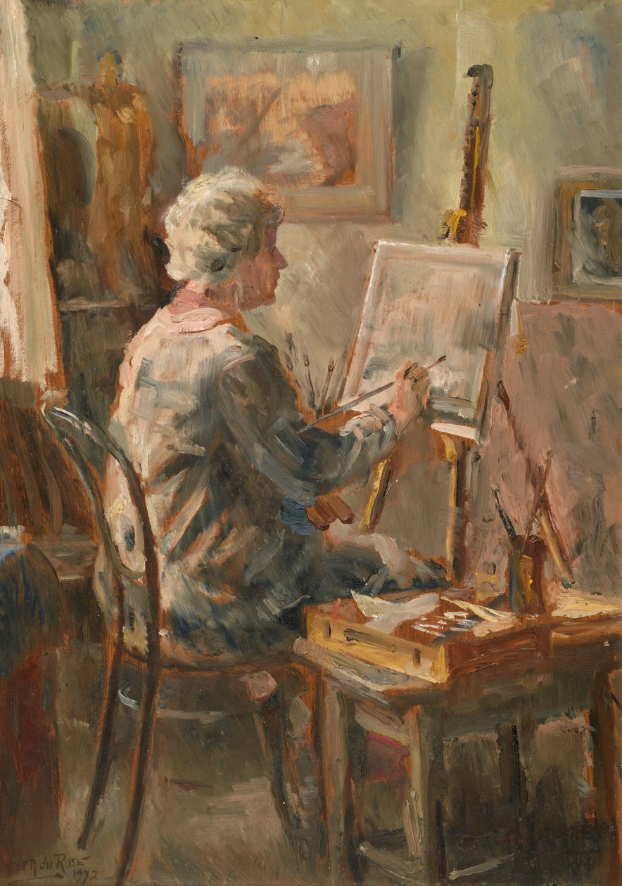 Artista trabajando en el estudio de Cor Visser, Ipswich de Anthea Durose