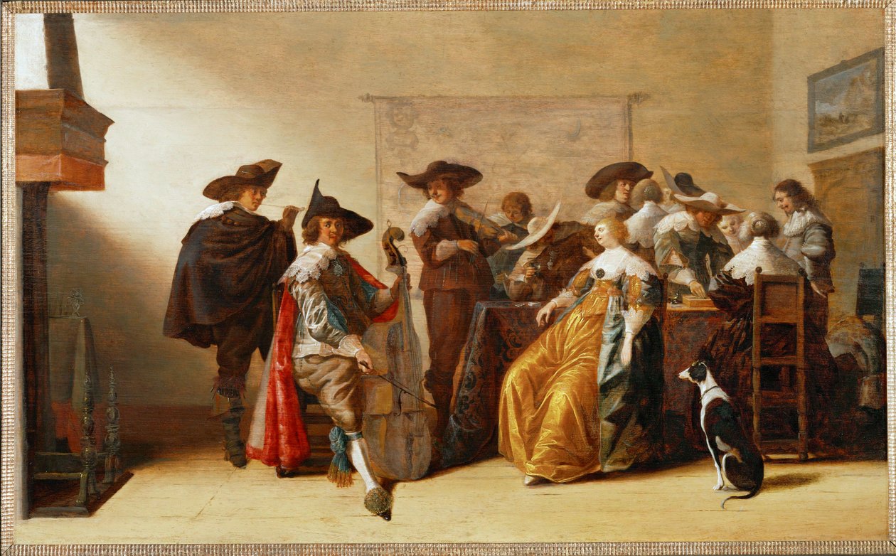 Escena de sociedad (pintura sobre madera de roble) de Anthonie (1601-73) Palamedesz