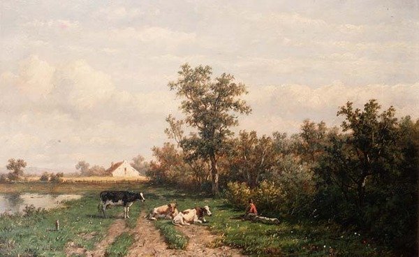 Paisaje holandés de Anthonie Jacobus van Wyngaerdt