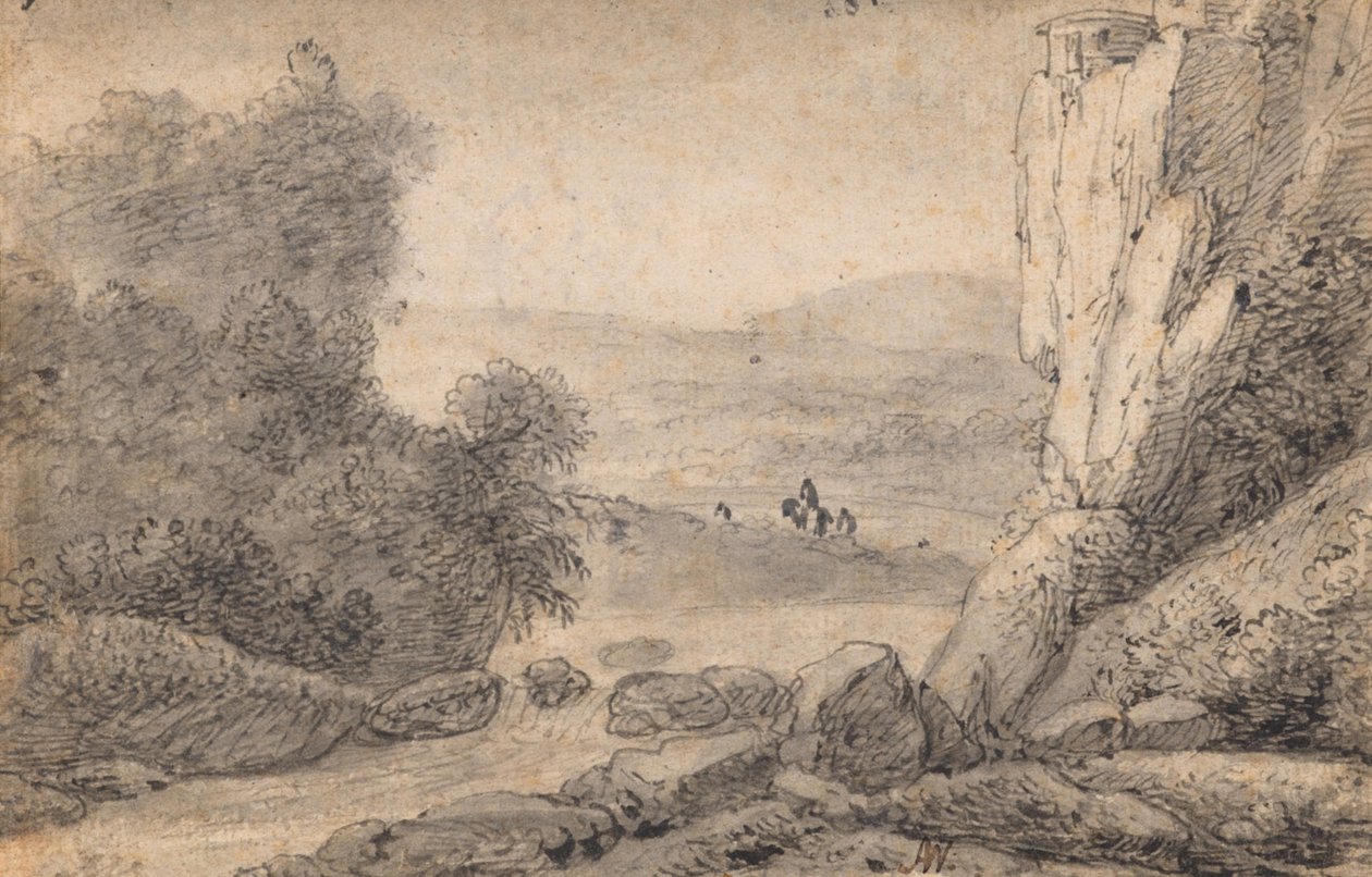 Paisaje montañoso con viajeros de Anthonie Waterloo