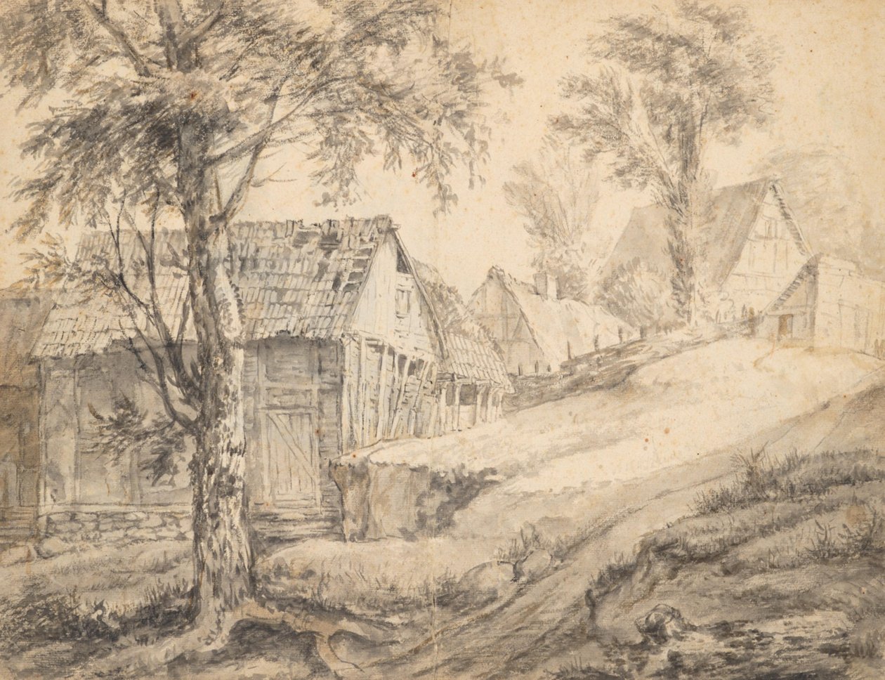 Granja cerca de Danzig (recto) (?) Estudio de árboles (verso) de Anthonie Waterloo