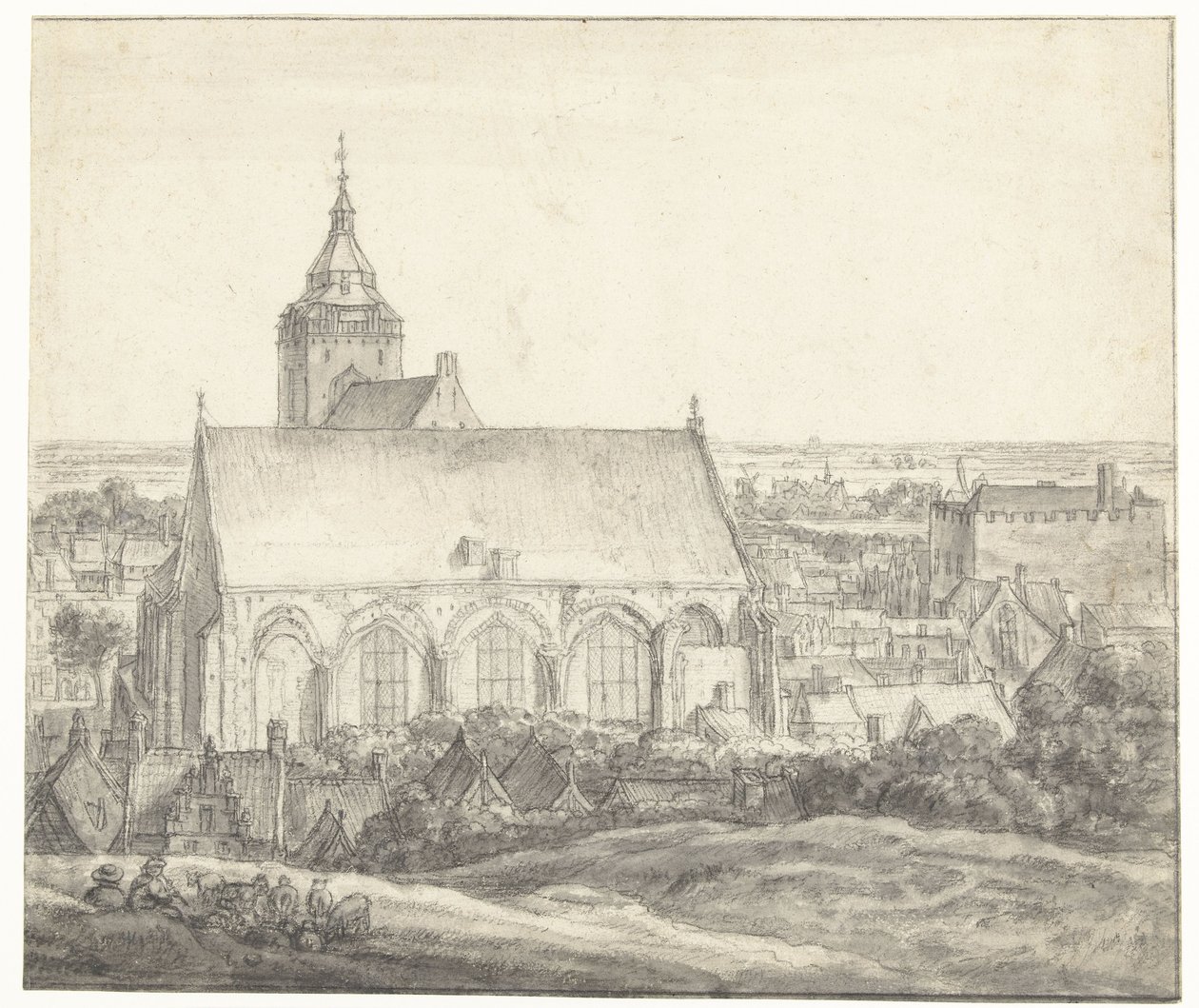 Iglesia de Buurkerk en Utrecht de Anthonie Waterloo