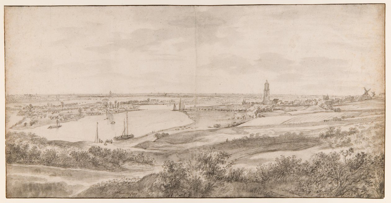 Vista de Rhenen desde el este de Anthonie Waterloo