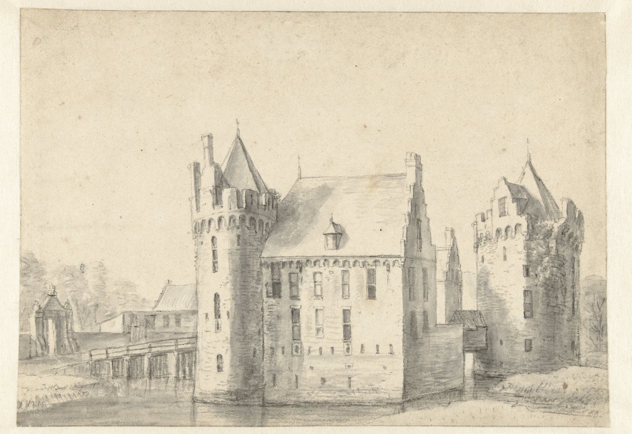 Vista del castillo de Sjaerdema en Franeker de Anthonie Waterloo
