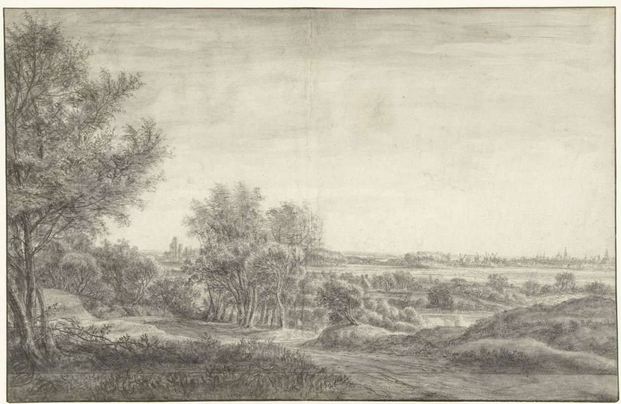 Vista de Haarlem desde las dunas con las ruinas de la Casa de Cleve de Anthonie Waterloo
